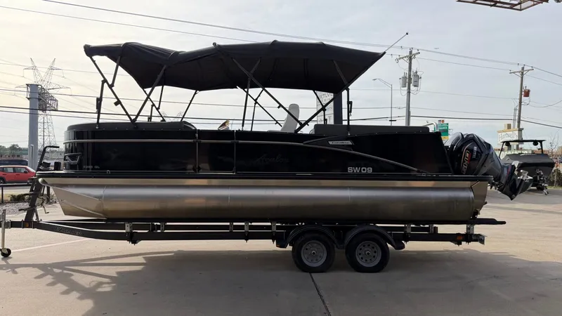 Slide: The Image of 2022 Avalon 2385 CAT QL pontoon boat on trailer. - 6