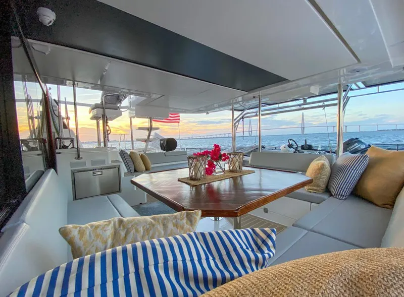 Slide: The Image of Leopard 50 Yacht, luxurious interior with ocean view, 2020 model. - 19