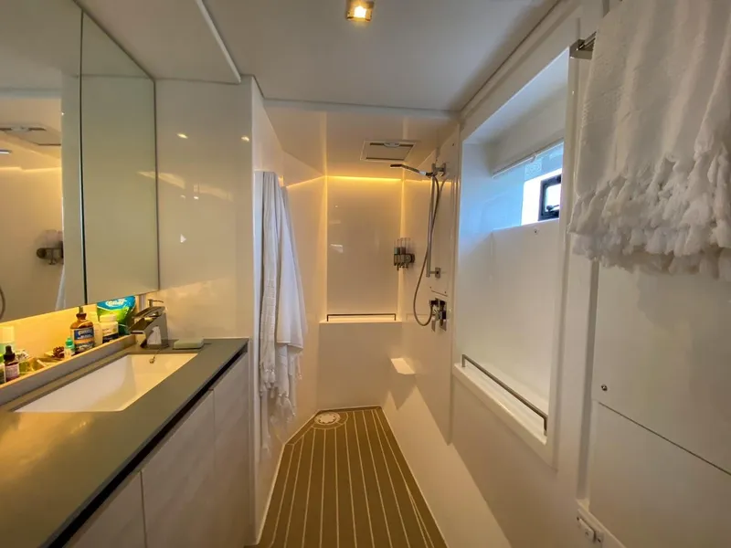 Slide: The Image of Modern bathroom on Leopard 50 yacht, 2020 model. - 24