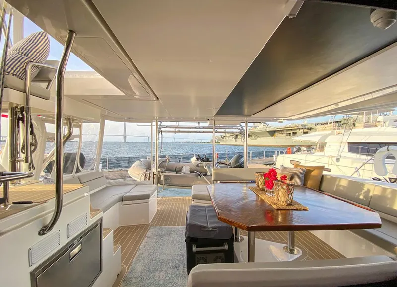 Slide: The Image of Luxurious interior of a 2020 Leopard 50 yacht with ocean view. - 3