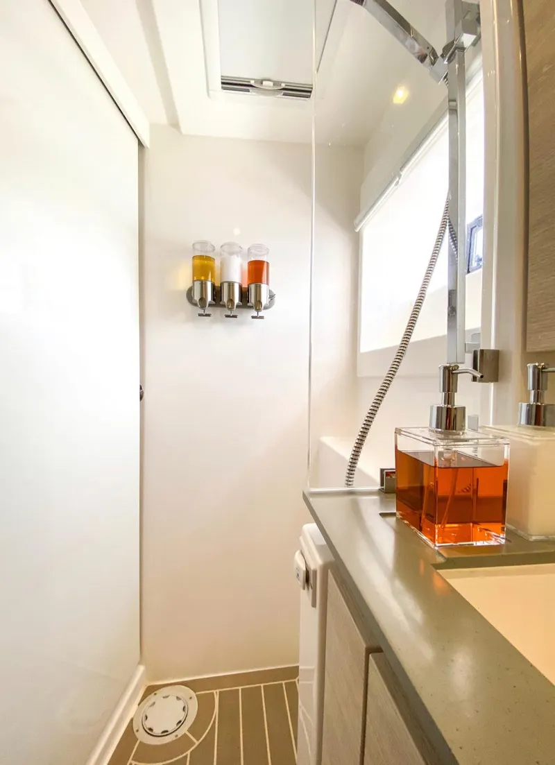 Slide: The Image of Luxurious bathroom on Leopard 50 yacht, 2020 model. - 30