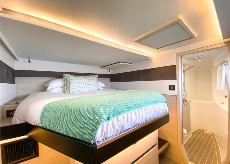Slide: The Image of Luxurious bedroom on Leopard 50 yacht, 2020 model. - 34