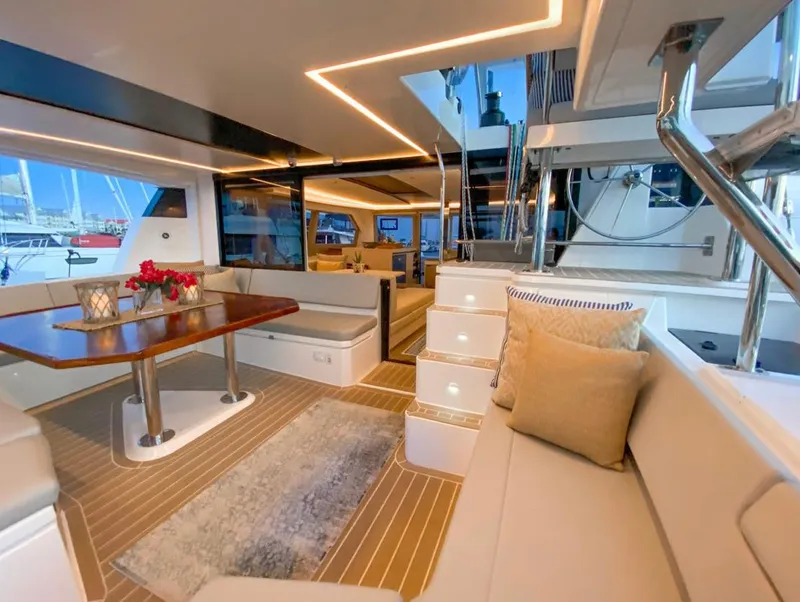 Slide: The Image of Luxurious interior of a 2020 Leopard 50 yacht. - 7