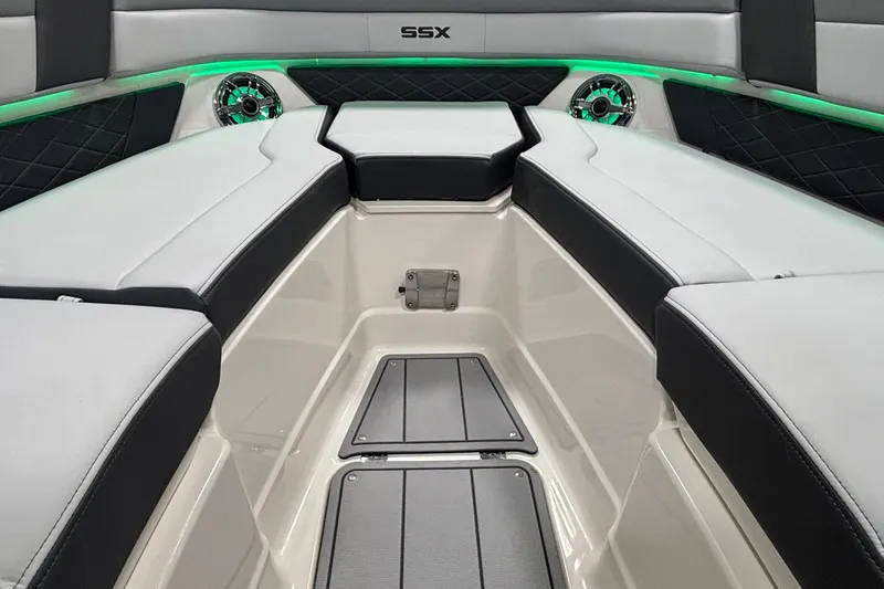 Slide: The Image of 2026 Chaparral SSX 30 boat interior with sleek seating and modern design. - 39