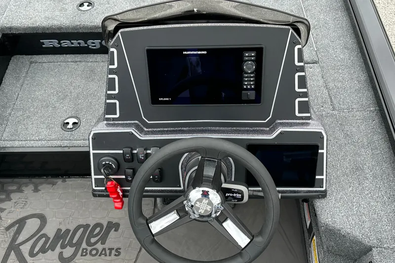 Slide: The Image of Steering console of 2026 Ranger ALPHA 208 boat with advanced navigation system. - 19