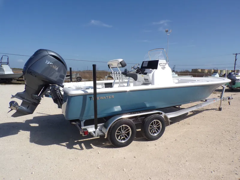 Slide: The Image of Tidewater 2110BMT 2026 boat with Yamaha engine on trailer. - 8