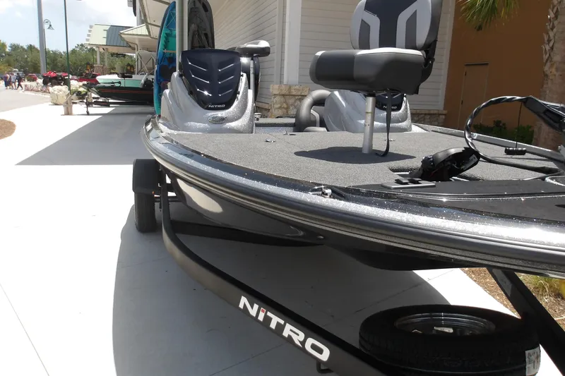 Slide: The Image of 2026 Nitro Z17 boat on display, featuring sleek design and modern seating. - 3