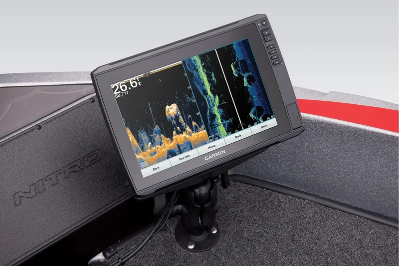 Slide: The Image of 2026 Nitro ZV20 Sport Pro boat cockpit with steering wheel and dashboard controls. - 15