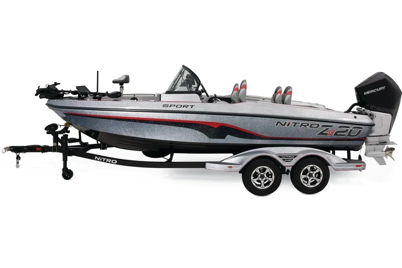 Slide: The Image of Outboard motor on 2026 Nitro ZV20 Sport Pro boat, featuring Mercury Pro XS engine. - 2