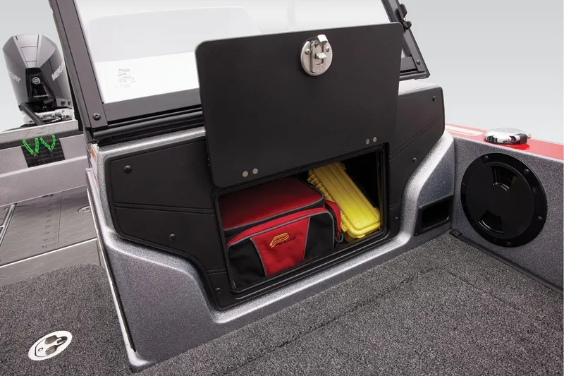 Slide: The Image of Storage compartment of 2026 Nitro ZV20 Sport Pro boat, featuring a secure latch. - 22