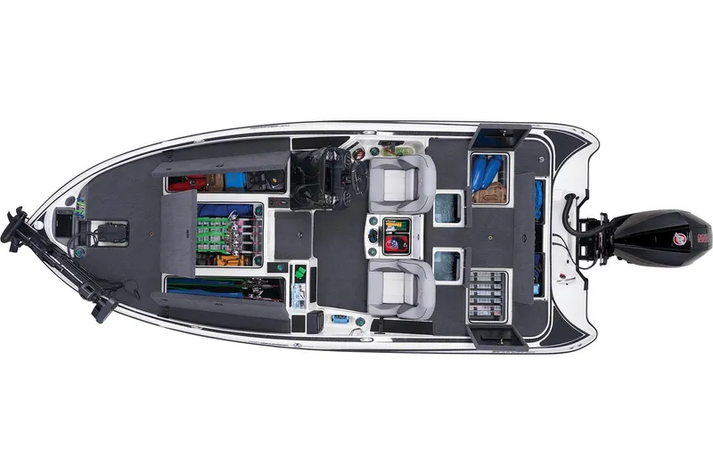 Slide: The Image of 2026 Triton 19 TrX Patriot boat dashboard with Garmin navigation system. - 3