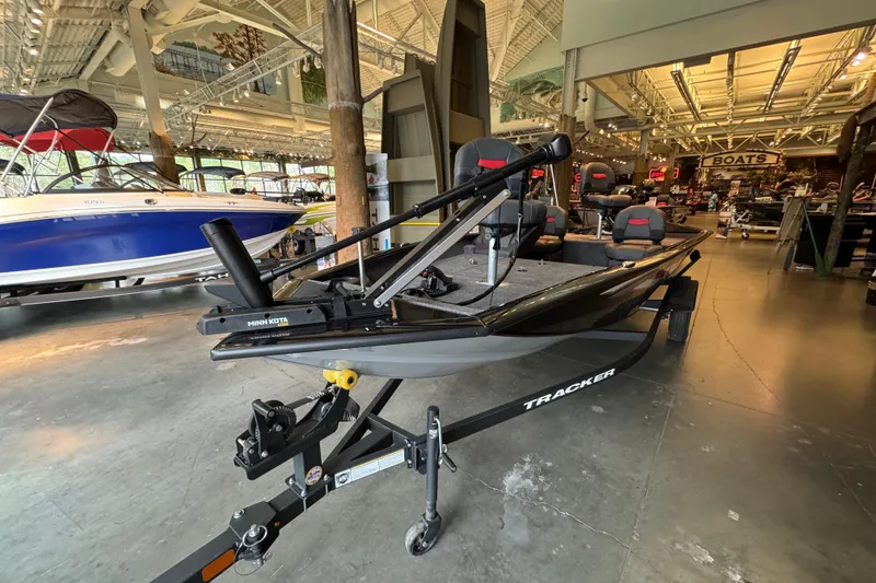 Slide: The Image of 2026 Tracker Pro Team 175 Crappie Edition boat displayed in showroom. - 54