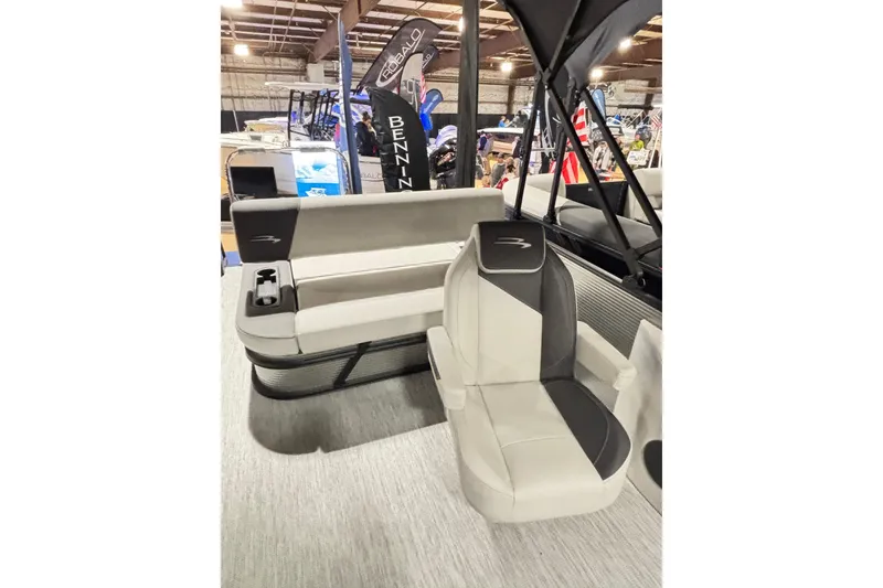 Slide: The Image of 2026 Bennington 22 S Swingback pontoon boat interior with stylish seating and modern design. - 4
