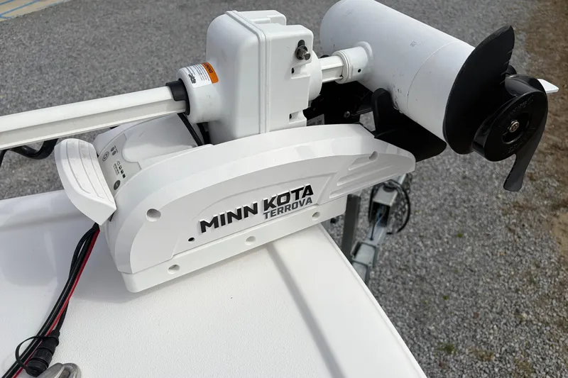 Slide: The Image of Minn Kota Terrova motor on 2024 Sportsman Masters 267 Bay Boat. - 12