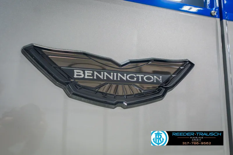 Slide: The Image of 2026 Bennington 27 RX logo on a sleek metallic surface. - 51