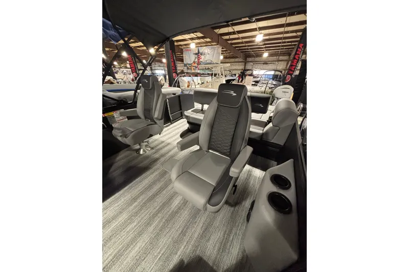 Slide: The Image of 2026 Bennington 23 SSB SF boat interior with luxurious seating and modern design. - 7