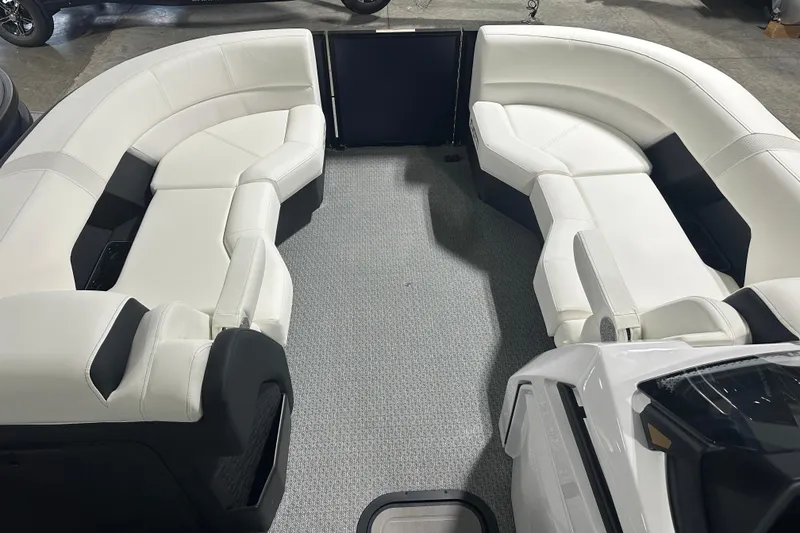 Slide: The Image of Luxurious interior of 2026 Evotti 723 QL boat with white leather seating. - 5