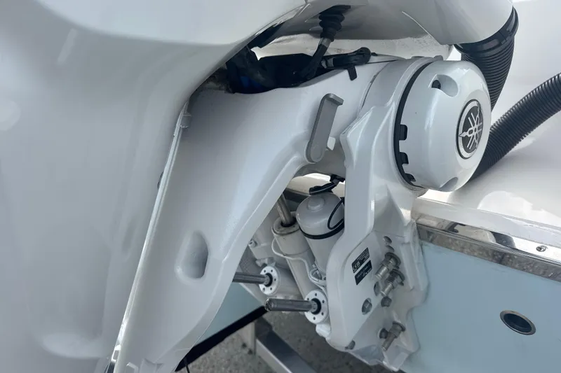 Slide: The Image of 2026 Robalo 246 Cayman boat engine detail with Yamaha components. - 12