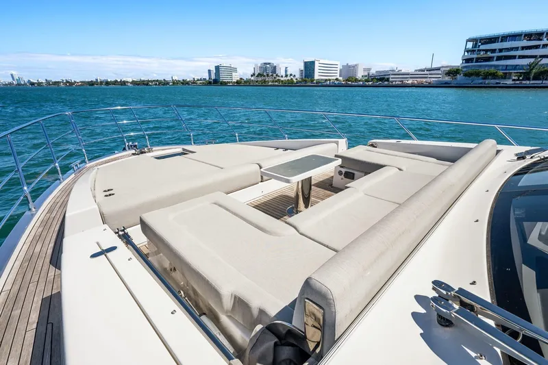 Slide: The Image of Luxurious 2019 Azimut S7 yacht deck with elegant seating and ocean view. - 11