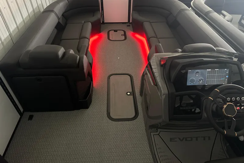 Slide: The Image of Luxurious interior of 2026 Evotti 725CS with sleek black seating and modern design. - 29