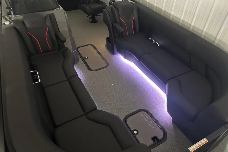 Slide: The Image of Luxurious 2026 Evotti 725CS boat interior with sleek seating and modern dashboard. - 31