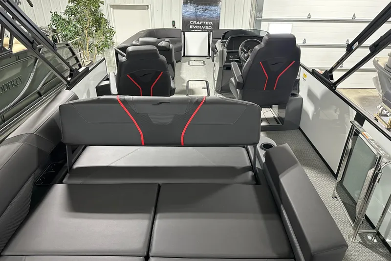 Slide: The Image of Interior of 2026 Evotti 725CS boat with modern seating and sleek design. - 4