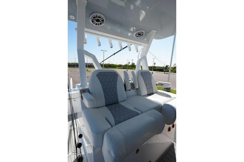 Slide: The Image of Luxurious seating on 2025 Renaissance Prowler 31 boat, featuring modern design and comfort. - 5