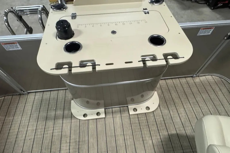 Slide: The Image of 2018 Sylvan Mirage Fish 8522 Party Fish boat console with cup holders and ruler. - 17