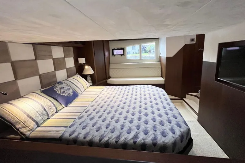 Slide: The Image of Luxurious bedroom interior of 2017 Galeon 445 HTS yacht with modern decor. - 14