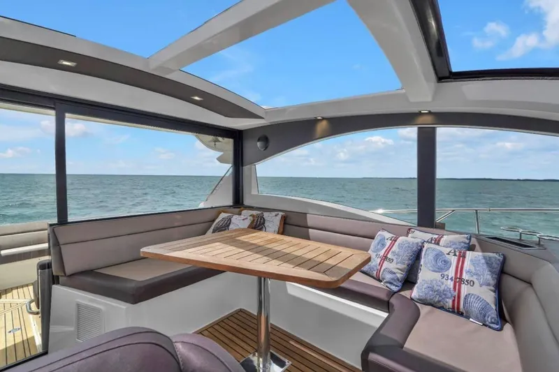 Slide: The Image of Luxurious interior of 2017 Galeon 445 HTS yacht with ocean view. - 4