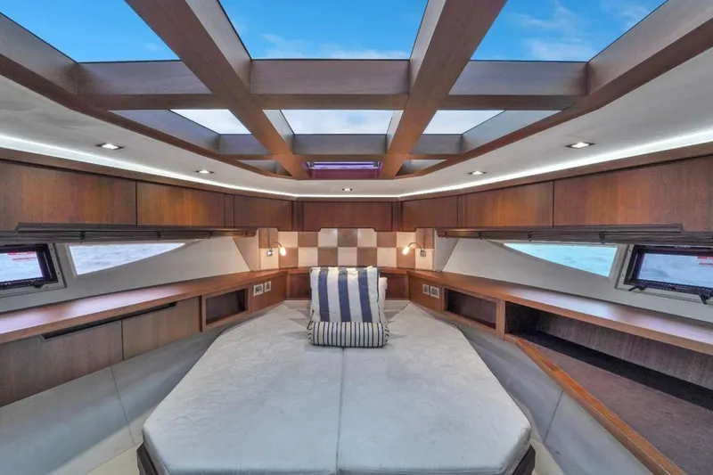 Slide: The Image of Luxurious interior of 2017 Galeon 445 HTS yacht with skylight and elegant wood finish. - 7