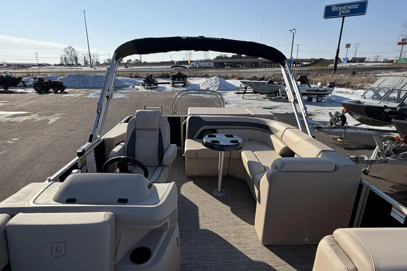 Slide: The Image of 2026 Godfrey Sweetwater 2086 C pontoon boat with spacious seating and modern design. - 12