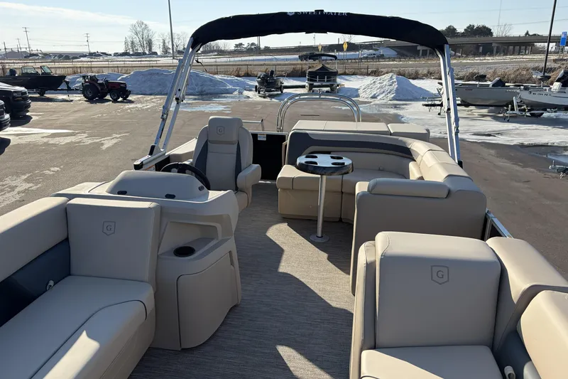 Slide: The Image of 2026 Godfrey Sweetwater 2086 C pontoon boat with spacious seating and modern design. - 7