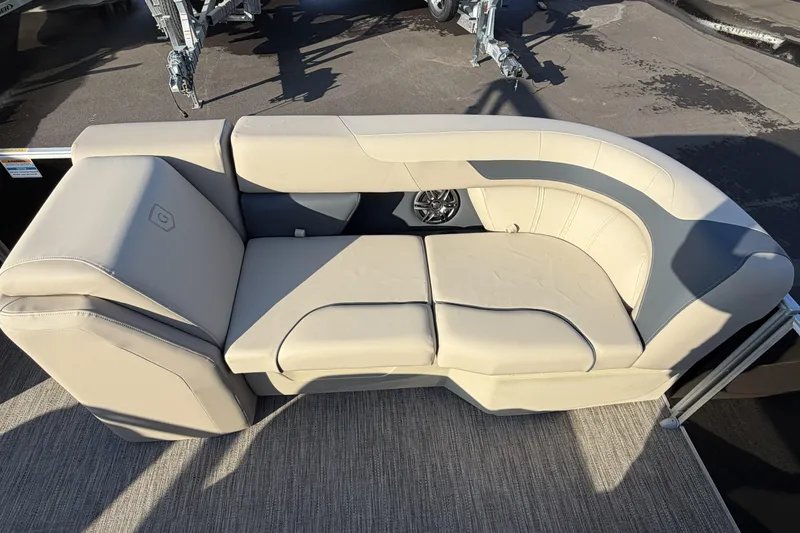 Slide: The Image of 2026 Godfrey Sweetwater 2086 C boat seating with beige upholstery and modern design. - 8