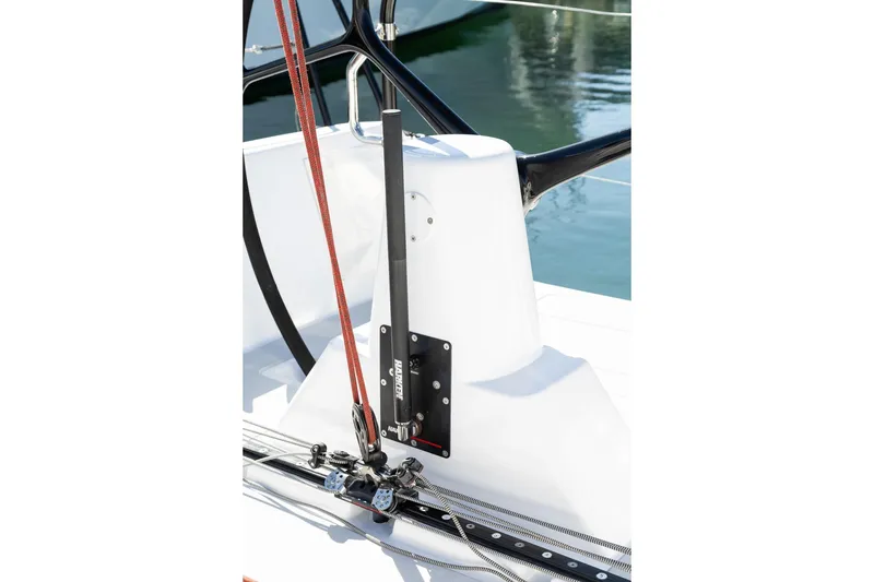 Slide: The Image of 2008 J Boats J/122 sailboat deck with rigging and hardware details. - 14