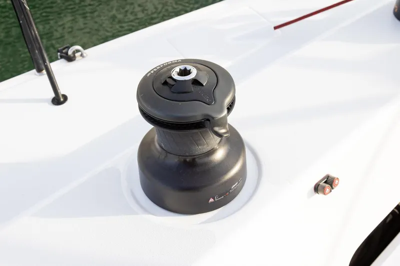 Slide: The Image of Close-up of a winch on a 2008 J Boats J/122 sailboat deck. - 17
