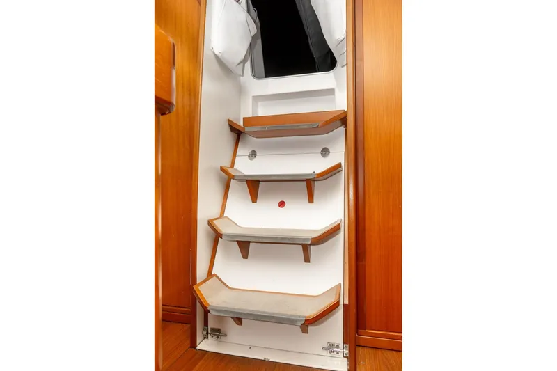 Slide: The Image of Interior stairs of 2008 J Boats J/122 yacht with wooden accents. - 22