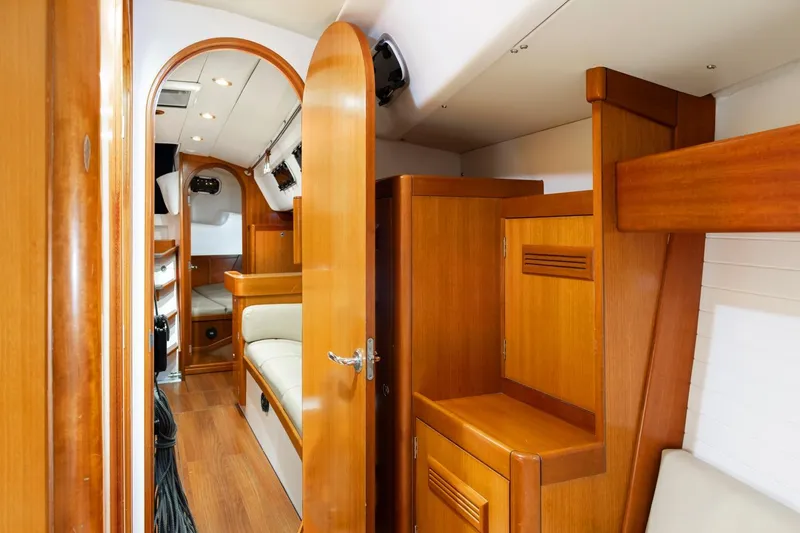 Slide: The Image of Compact two-burner stove in 2008 J Boats J/122 yacht kitchen. - 34