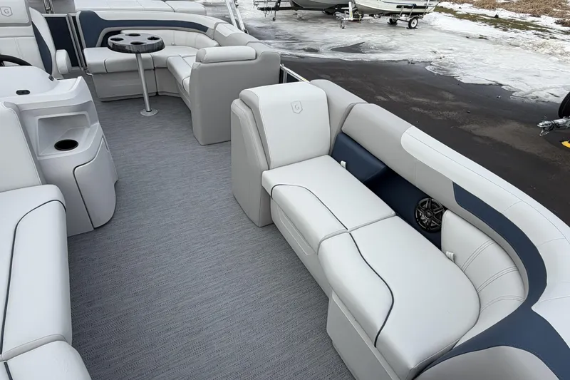 Slide: The Image of Luxurious interior of 2026 Godfrey Sweetwater 2086 C pontoon boat with plush seating. - 10