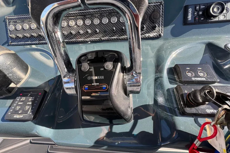 Slide: The Image of Control panel of 2020 Tidewater 280 CC Adventure boat with Yamaha throttle. - 43