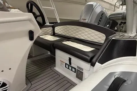 Slide: The Image of 2024 Highfield Sport 520 boat interior with quilted seating and modern design. - 12