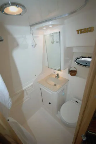 Slide: The Image of Tiara Yachts 3500 Open 2002 bathroom with sink and toilet. - 20