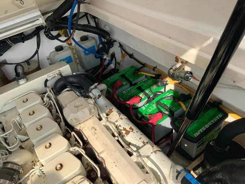 Slide: The Image of Engine compartment of 2002 Tiara Yachts 3500 Open with batteries. - 46