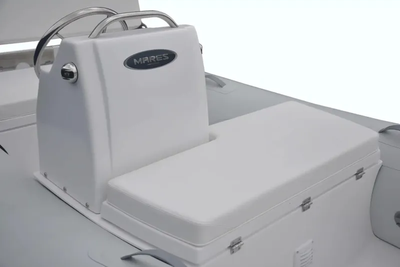 Slide: The Image of 2026 AB Inflatables Mares 12 VSX boat console and seating, featuring sleek white design. - 4