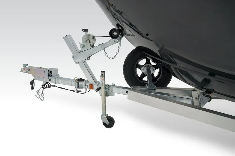 Slide: The Image of Manufacturer Provided Image: 2025 Tahoe T21 boat trailer with wheel and hitch detail. - 14