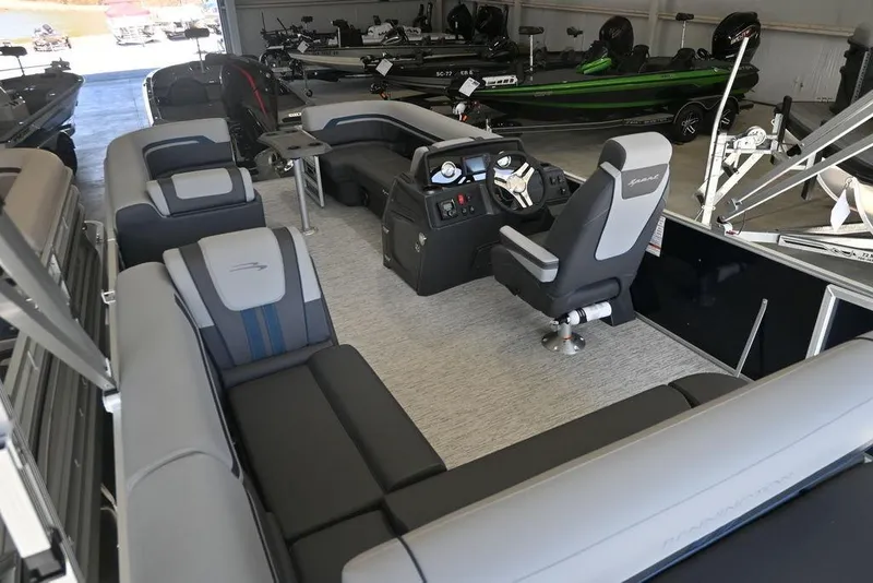 Slide: The Image of 2026 Bennington S Swingback 23 SSB pontoon boat interior with modern seating and helm. - 15