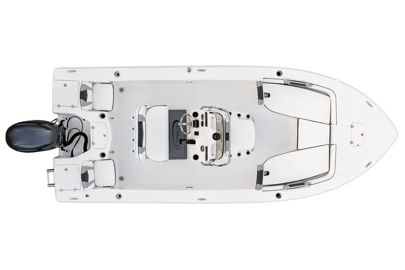 Slide: The Image of Manufacturer Provided Image: 2025 Robalo 206 Cayman boat, top view, showcasing sleek design and spacious layout. - 8