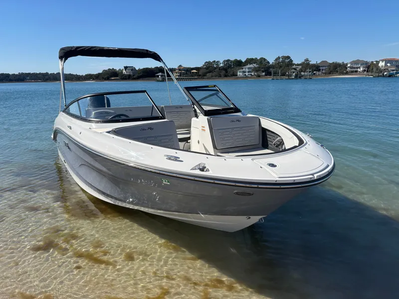 Slide: The Image of 2024 Sea Ray SPX 210 Outboard in clear water. - 1