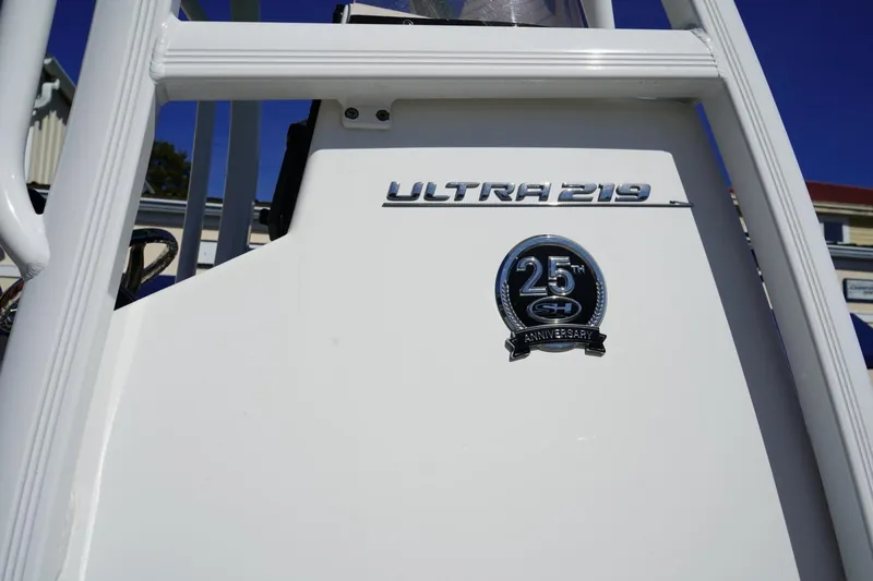 Slide: The Image of 2021 Sea Hunt Ultra 219 boat with 25th anniversary emblem. - 28