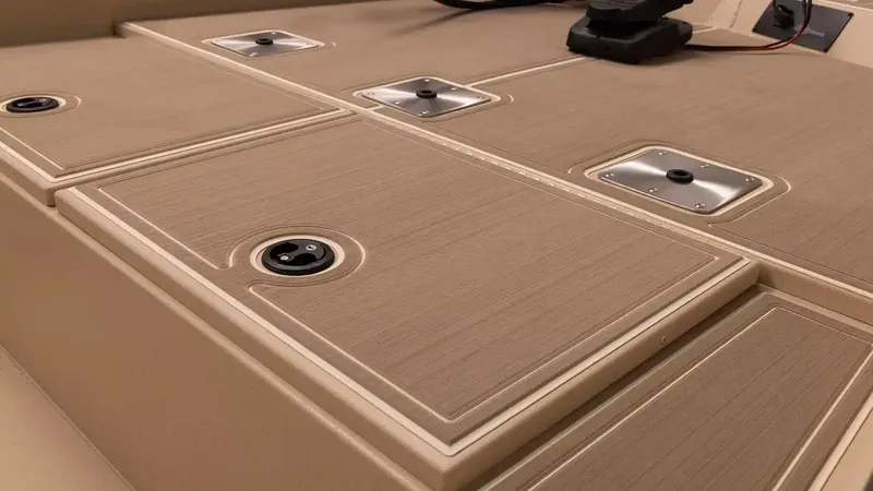 Slide: The Image of G3 Bay 20 boat deck 2026 with storage hatches. - 20